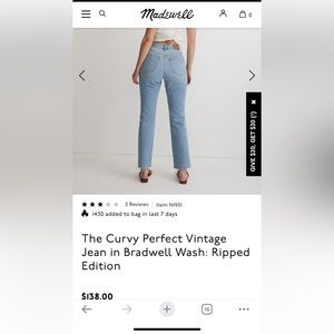 Madewell “the curvy perfect vintage jean”